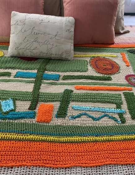 Orange Crochet Bed Throw